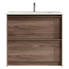 Malie 900mm Notaio Walnut Freestanding Single Vanity with Ceramic Countertop